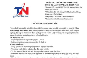 THƯ MỜI LUẬT SƯ CỘNG TÁC